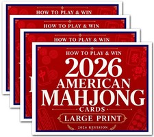 4 PCS Mah Jong Large Size Card 2026, Print American 2026 Large, Red