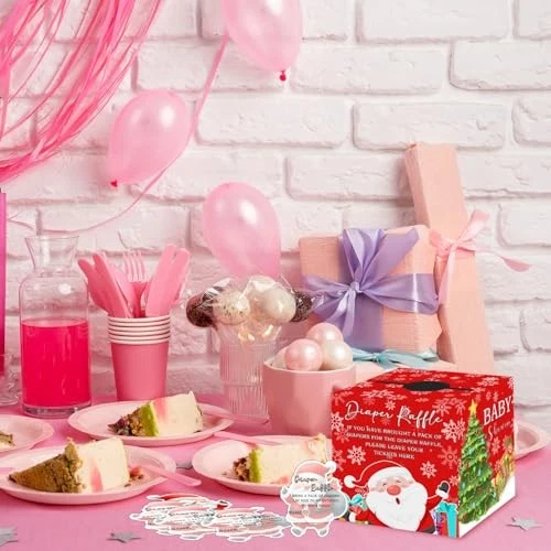 圣诞老人婴儿尿布抽奖盒-圣诞节婴儿淋浴游戏和装饰红色 — 第 2/4 张图片