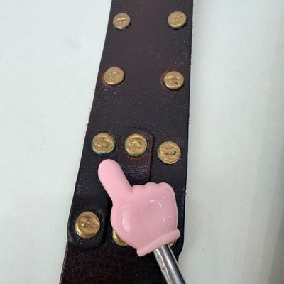 Linea Pelle vintage Studded Leather Belt Brown Brass Western  display picture 2