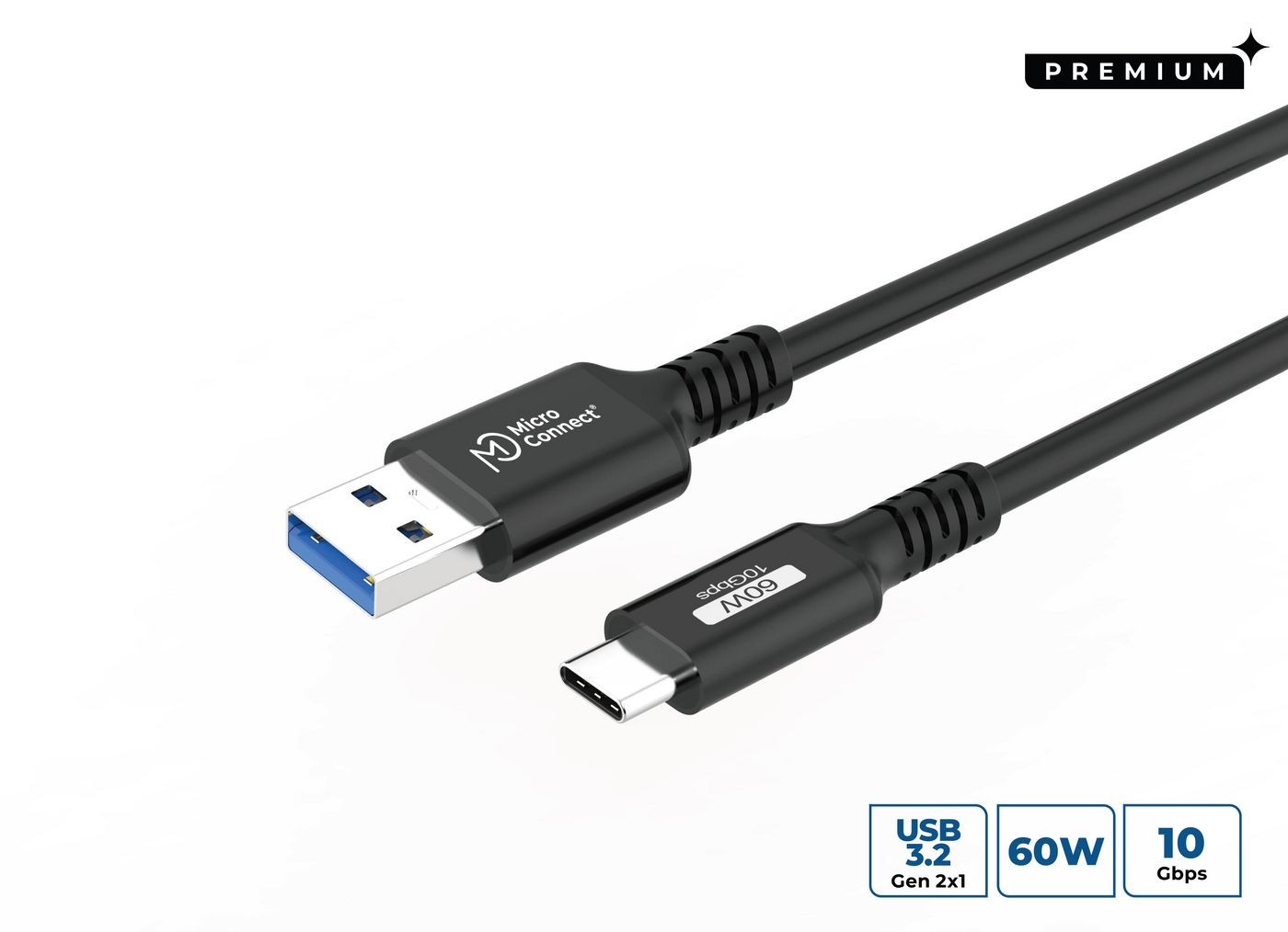 MicroConnect USB3.2AC4 Premium USB-C to USB-A cable