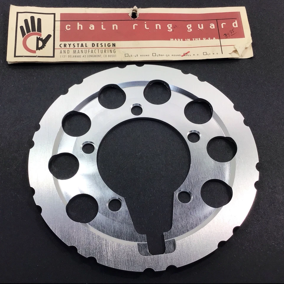 Защита передней звездочки Crystal Designs 94 мм BCD 44t 5 болтов серебристый сплав новая из старых запасов винтажная для горного велосипеда - Изображение 4 из 4
