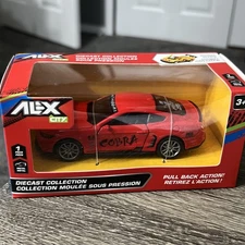 New Alex City Die Cast Model Toy Car - Pull Back Action - Doors Open Red COBRA