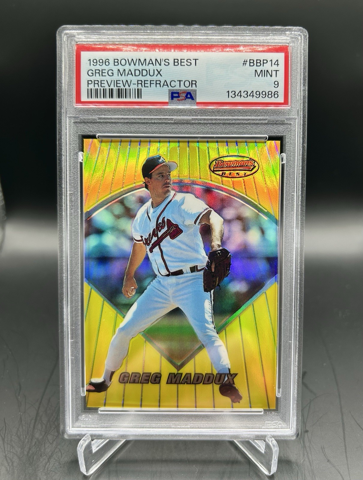 1996 Bowman's Best Greg Maddux Preview Refractor PSA 9 Gold #BBP-14 RARE POP 34