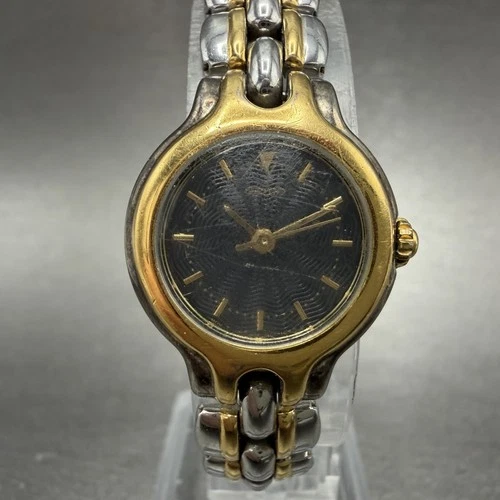 Seiko Watch Women 22mm Black Dial Two Tone Round 1N01-0G39 New Battery