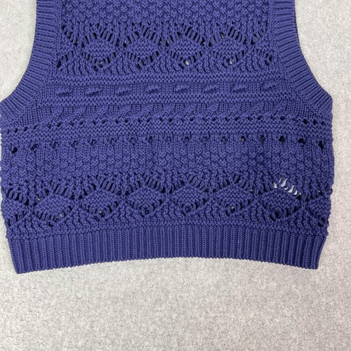Madewell Navy Blue Open Crochet Knit Sweater Vest Size Medium - Picture 6 of 8