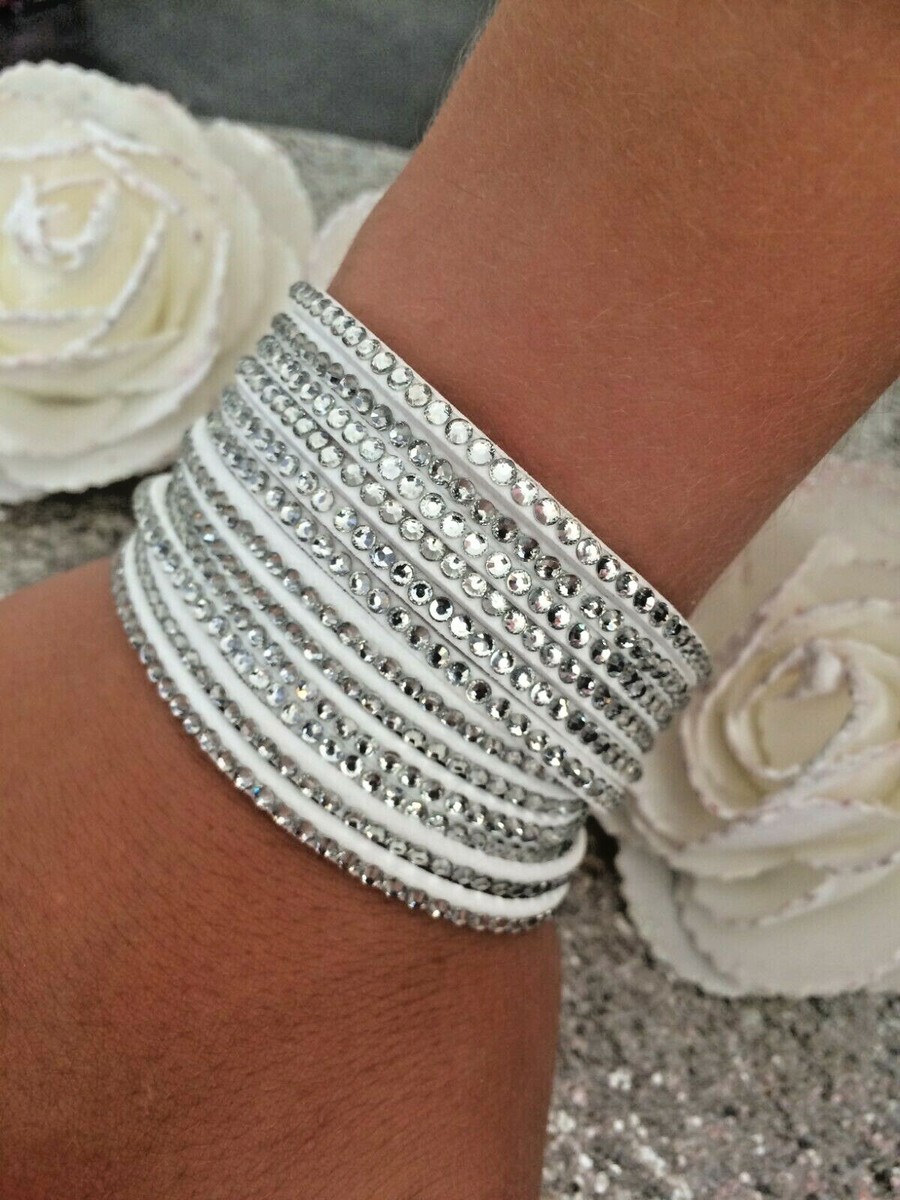 Bracelet Wrap Double Tour Femme – Noir Strass Et Simili Cuir – BIMBO