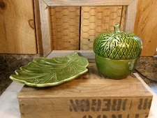 Over and Back ~ Acorn Covered Bowl & Acorn Plate