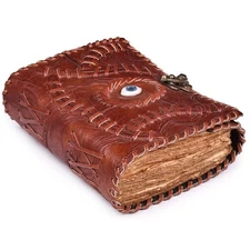 Spell Book Leather Bound Journal Notebook-7”X5” | 200 Pages-Brown-Vintage Paper