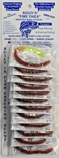 Kelly's® Bass Worms Fire Tail™ Pumpkinseed/Chartreuse 12PK Pre-Rigged Scented