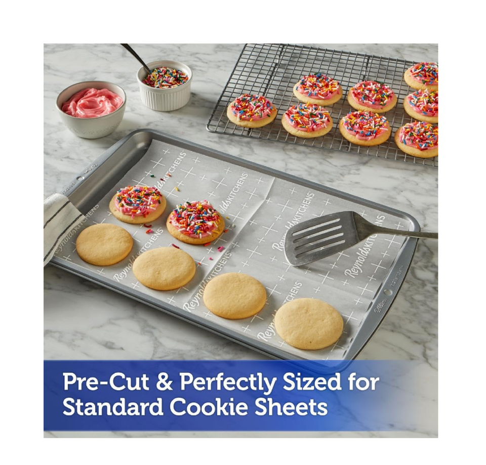 Reynolds Kitchens Cookie Baking Sheets Pre Cut Parchment Paper 22