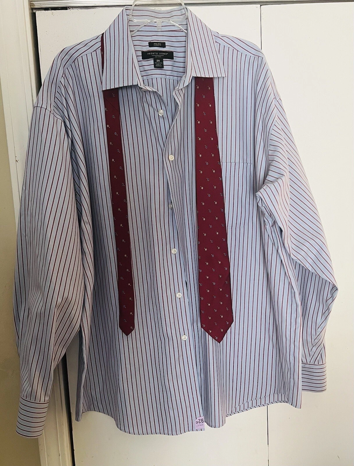 Camicia Pronto Uomo a righe bordeaux manica lunga con cravatta in seta Christian Dior 2x