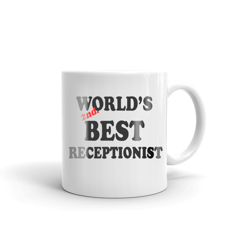 World's 2nd Best Receptionist Coffee Tea Ceramic Mug Office Work Cup Gift