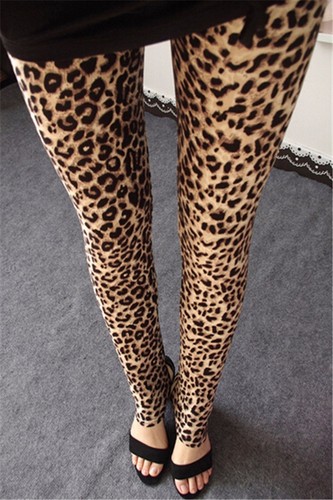 Leggings donna moda slim fit sexy leopardati elasticizzati skinny stretti pantaloni a matita - Foto 8 di 8