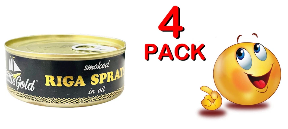 4 PACK - Smoked RIGA SPRATS in Oil BALTIC GOLD 240g Made in LATVIA