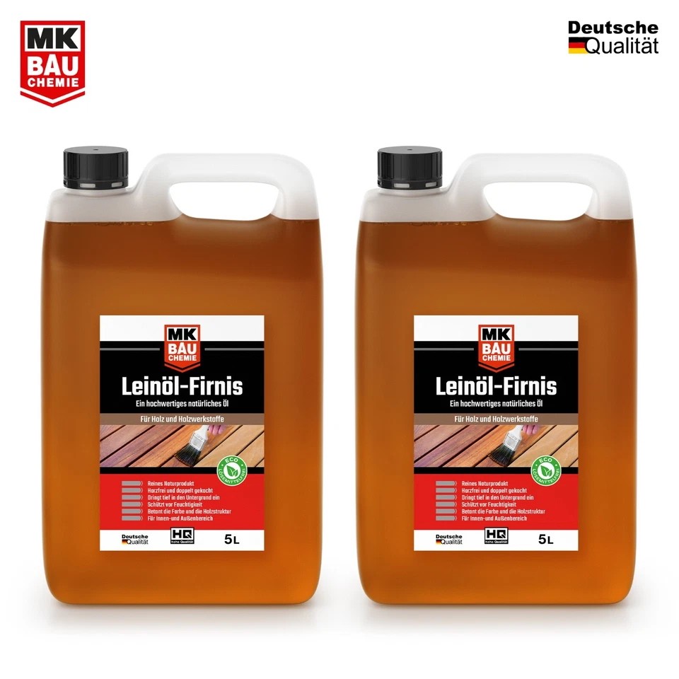 MK BAUCHEMIE LEINÖL FIRNIS 10L Holzöl Leinölfirnis Holz Möbel Lasur NATUR Holzschutz Harzfrei