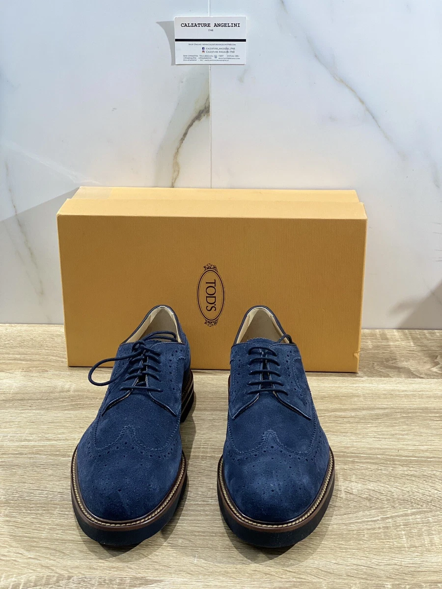 Tod S Chaussure Homme Derby En Daim Bleu Luxury Hommes Chaussures 41