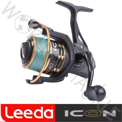 Leeda Icon Spin 40 Rolle Loaded with 20lb Braid / Köder Spinnrolle Meeres Angelrolle