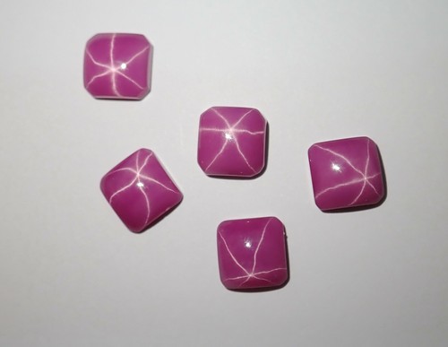 Opaque Star Ruby Square 9x9 mm Cabochon 6 Rayed Lab-created Stone 10 pcs Lot - Picture 9 of 12