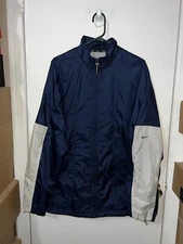 EUC Mens Vintage 90’s Nike Full Zip Lined Nylon Track Jacket Navy Blue Sz L