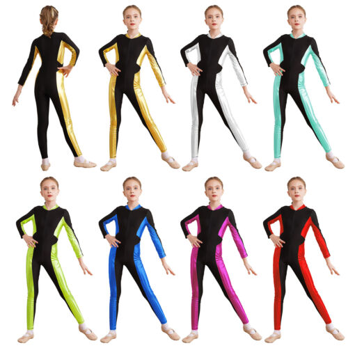 Kids Girls Bodysuit Cosplay Costume Full Body Jumpsuit Performance Dancewear - Photo 1 sur 70