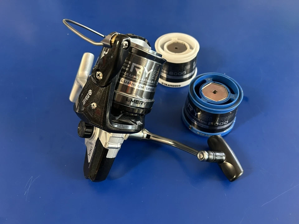 MULINELLO PESCA SURFCASTING TRABUCCO EMERY SURF 8000 CON 3 BOBINE CONICHE NEW - Immagine 4 di 4