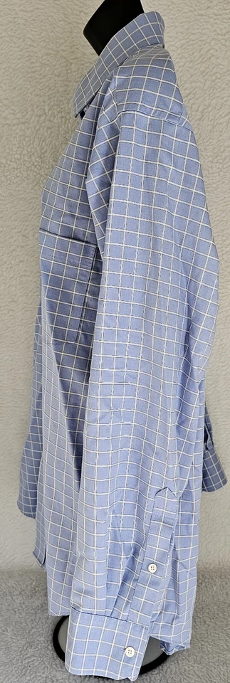 Camisa masculina Eagle tamanho 16.5 34/35 listrada azul branca amarela - Imagem 4 de 4