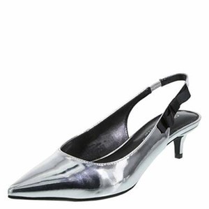 silver kitten heel shoes