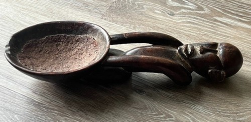 Antique Hand Carved Wooden Figurals Male & Female African Serving Fork & Spoon - Picture 9 of 17