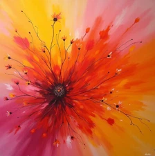 Surrealistic Flower With Branches, Digital art on Canvas, 20x20