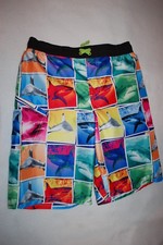 Boys MULTI-COLOR SWIM TRUNKS Lined SHARKS Different Species PHOTOS Size XL 14-16
