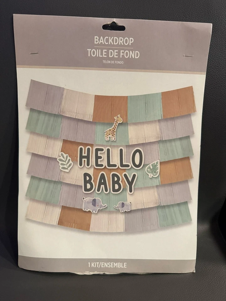 Kit de decoración de telón de fondo Soft Jungle Hello Baby Deluxe. Foto 2 de 3