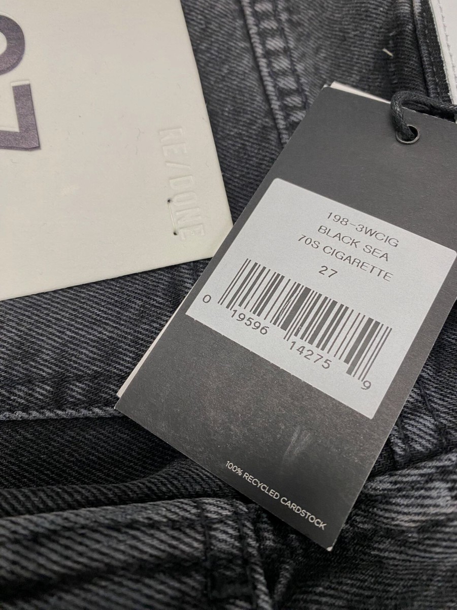 $285 Re/Done Women's Black 70s High Rise Cigarette Jeans