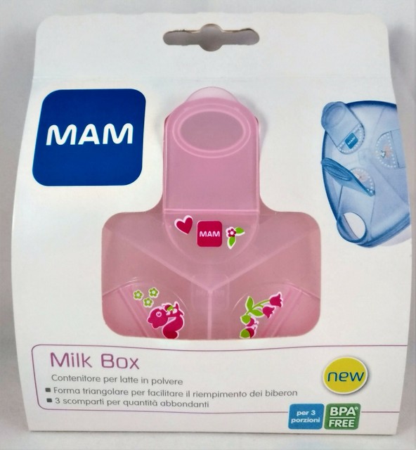MAM Milk Storage Box Scoop X Milk IN Dust 3 Compartments Da 1.4oz Pink