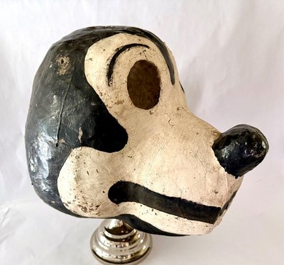 Antique 1920s MICKEY MOUSE Halloween Carnival Head Mask Parade Folk Art Fibergla