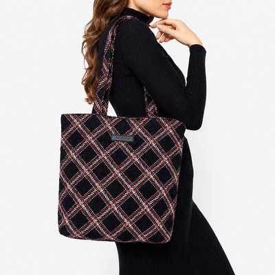 Vera Bradley Quilted Cotton Shoulder Tote Bag Women's Minsk Plaid Slip Pockets