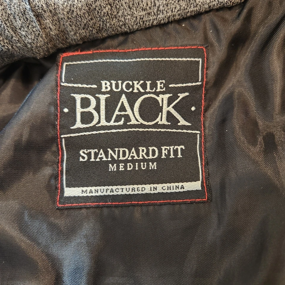 Chaqueta con Capucha Gris Acolchada Negra Ajuste Estándar NEGRO Cuero Sintético Hombres Mediana Foto 4 de 4