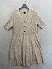 Torrid Knit Dress Women's 2 Plus Size Beige A-Line Stretch Button Short Sleeve