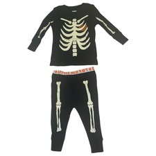 Old Navy Baby Skeleton Pajamas 6-12M Glow in Dark NWT 2 Piece Cotton Halloween