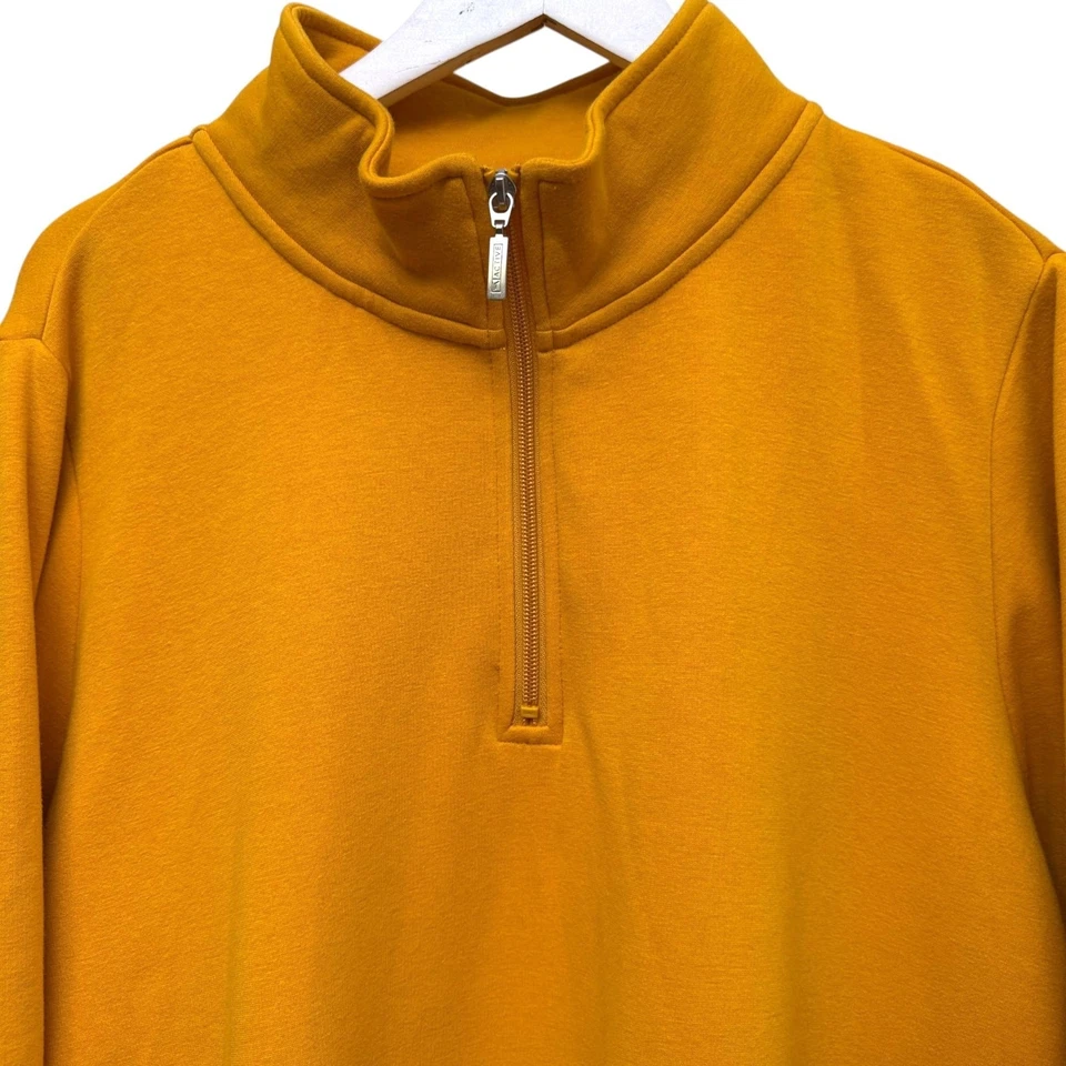 D & Co Active Womens Sweatshirt Plus Size 2X Yellow Mock Neck Pullover 1/4 Zip - Image 4 of 4