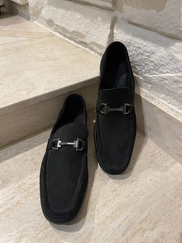 Salvatore Ferragamo Black Suede Loefers/Men’s 8.5