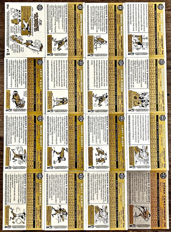 2009 Topps Heritage LA Dodgers James Loney Matt Kemp Chad Billingsley Derek Lowe Foto 2 de 2