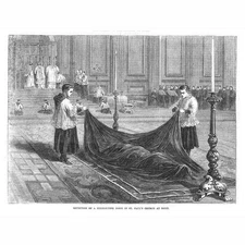 ROME Reception of a Benedictine Monk in St Pauls Church - Antique Print 1870