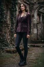 Adore Women's Velvet Floral Art To Wear Vintage Bohemian Jacket Whimsigoth Sz S