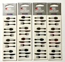 Mrs Grossman's Stickers Silverware Fork, Knife & Spoon 4 pkg Lot, 8 total sheets