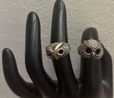 Vintage Sterling Silver Owl Rings