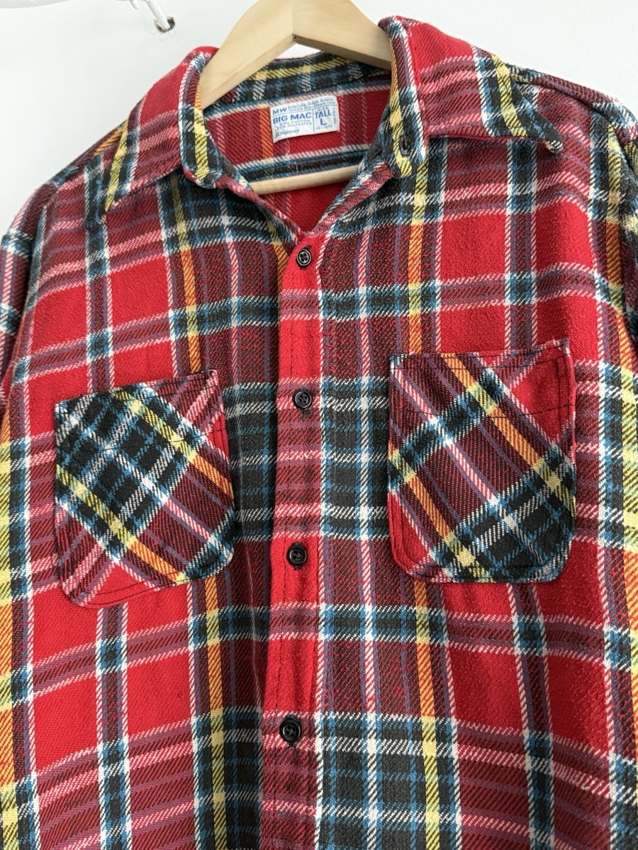 Vintage 70s Big Mac JC Penney Flannel Shirt Size L | eBay