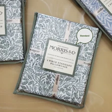 Morris & Co. 2 Piece Leaf Botanical Print Standard Pillowcase 100% Cotton