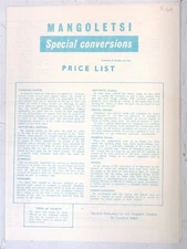 MANGOLETSI Special Car Conversions Tuning Price List Austin FORD Cooper ++