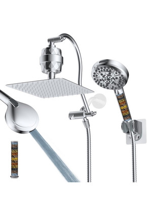 Hibbent All Metal High Pressure Dual Filtered Rainfall Shower Head w/ Handheld