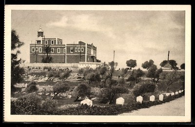 Haifa, The new hospice and the light-house Stella Maris, Ansichtskarte 